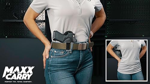 Miniatura 5 de MAXX CARRY IWB - Funda para pistola de transporte oculto, cuero sintético suave, se adapta a SIG P365 Macro, G 19 GEN 1-4, Hell Cat Pro, Springfield