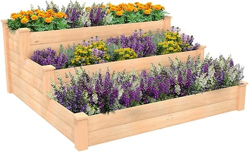 ECOgardener - Maceta elevada de 4 pulgadas x 4 pulgadas Kit de maceta elevada de madera para jardines y exteriores para verduras, frutas, hierbas,