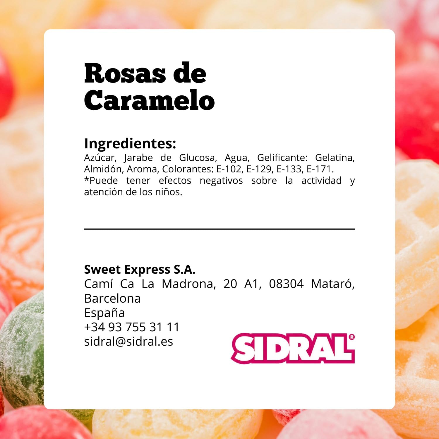 SIDRAL .18 Piruletas de Rosas de Caramelo duro Sabor Fresa (45 g) – Piruletas, Chuches San Valentín, Kit de Chuches Sin Gluten, Regalos y Celebraciones