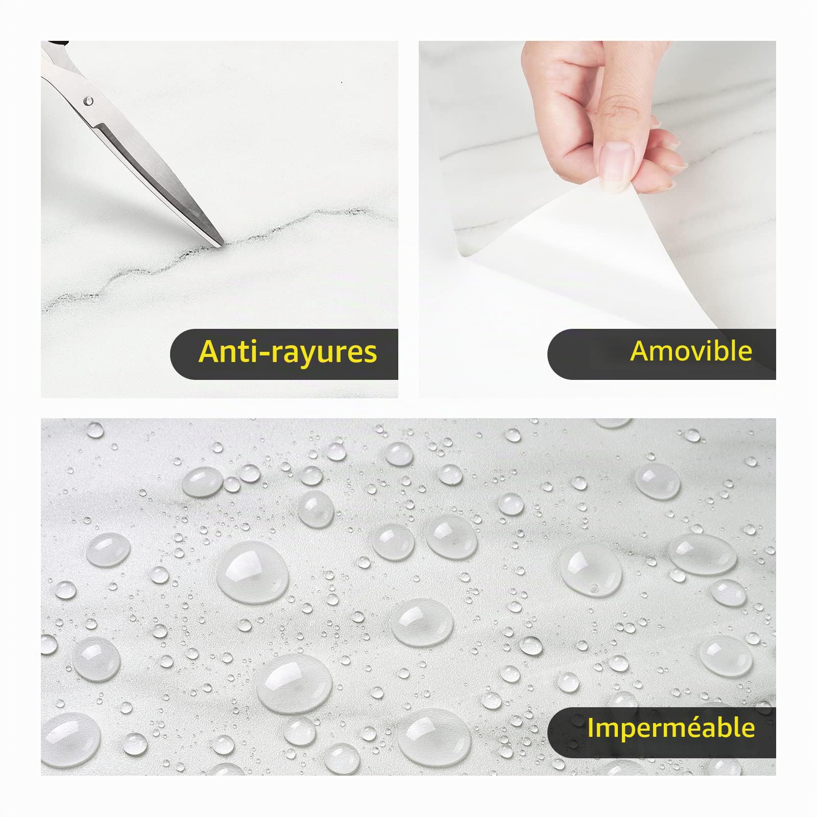FunStick 30X60CM 15 Dalles PVC Adhesives Sol Autocollantes Décoratifs Blanc Effet Marbre Dalle Adhesive Sols Salle de Bain Cuisine Imperméable Carrelage Adhesif Mural Blanc Marbre Sols Vinyle Adhesif