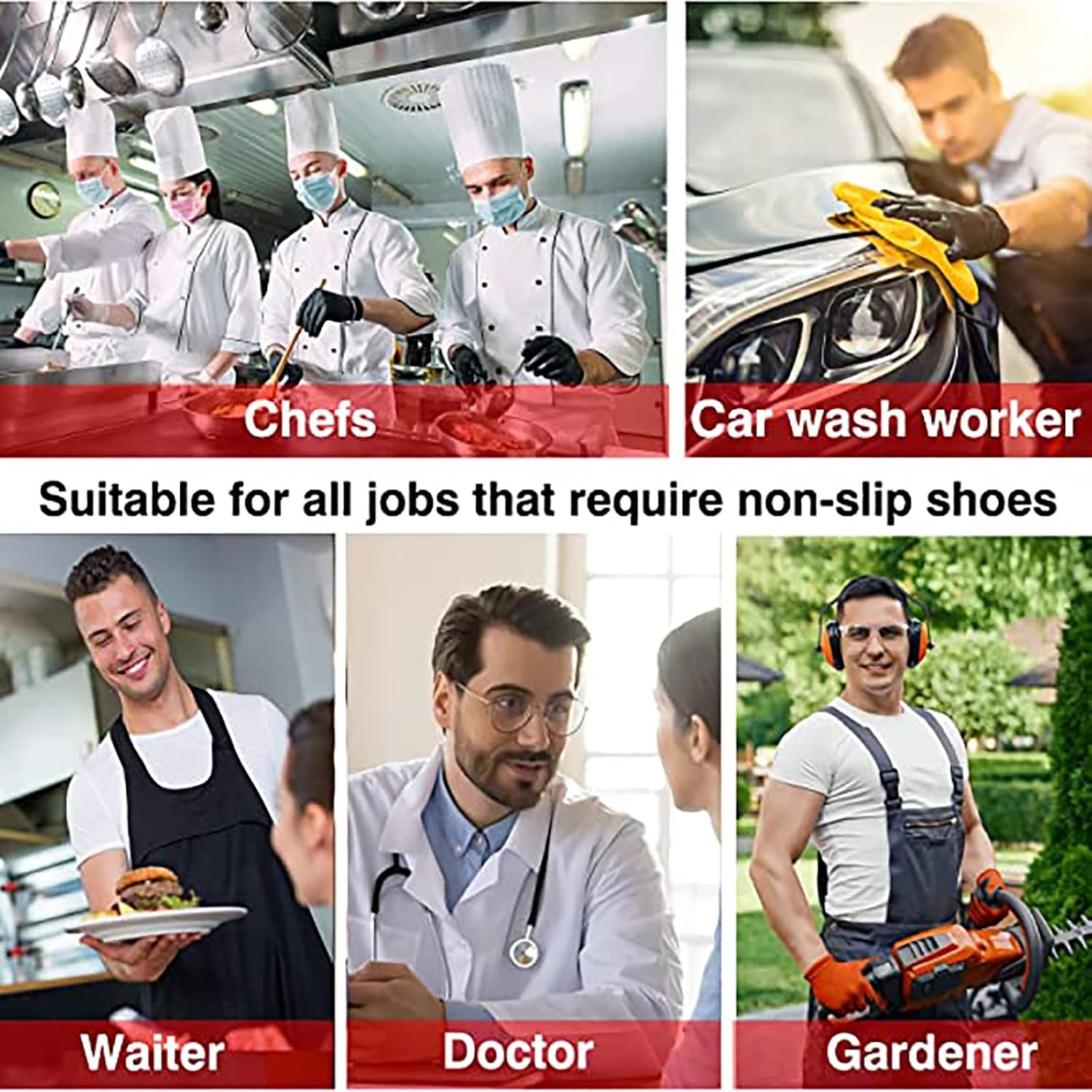 Lightweight Kitchen Chef Shoes, Waterproof Food Service Restaurant Non Slip Safety Work Shoes, Men Food Service Shoes, for Kitchen Work or Nursing Nurse Shoes(Black,8)