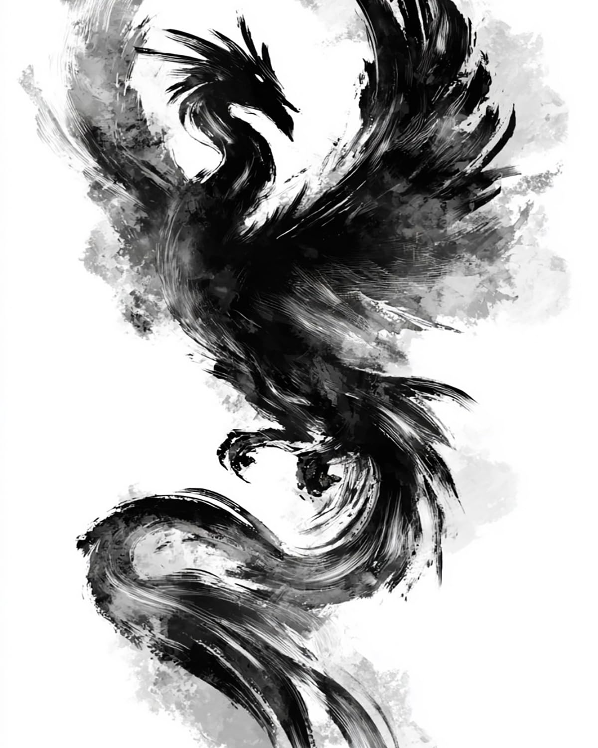 LIUBAISHI Paint by Numbers for Adults – 16x20 Inch Canvas | DIY Home Wall Decor, Relaxing Painting Set, Gift for Adults with Acrylic Paints and Brushes-Ink Shadow Flying Dragon