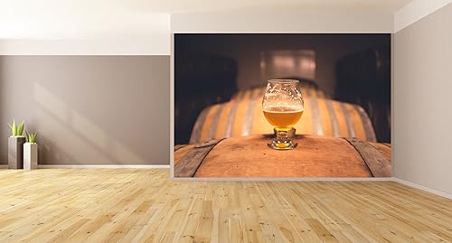 Whisky Barrels - Papel tapiz extraíble, decoración de pared, diseño personalizado, mural de pared (144 x 96 pulgadas)
