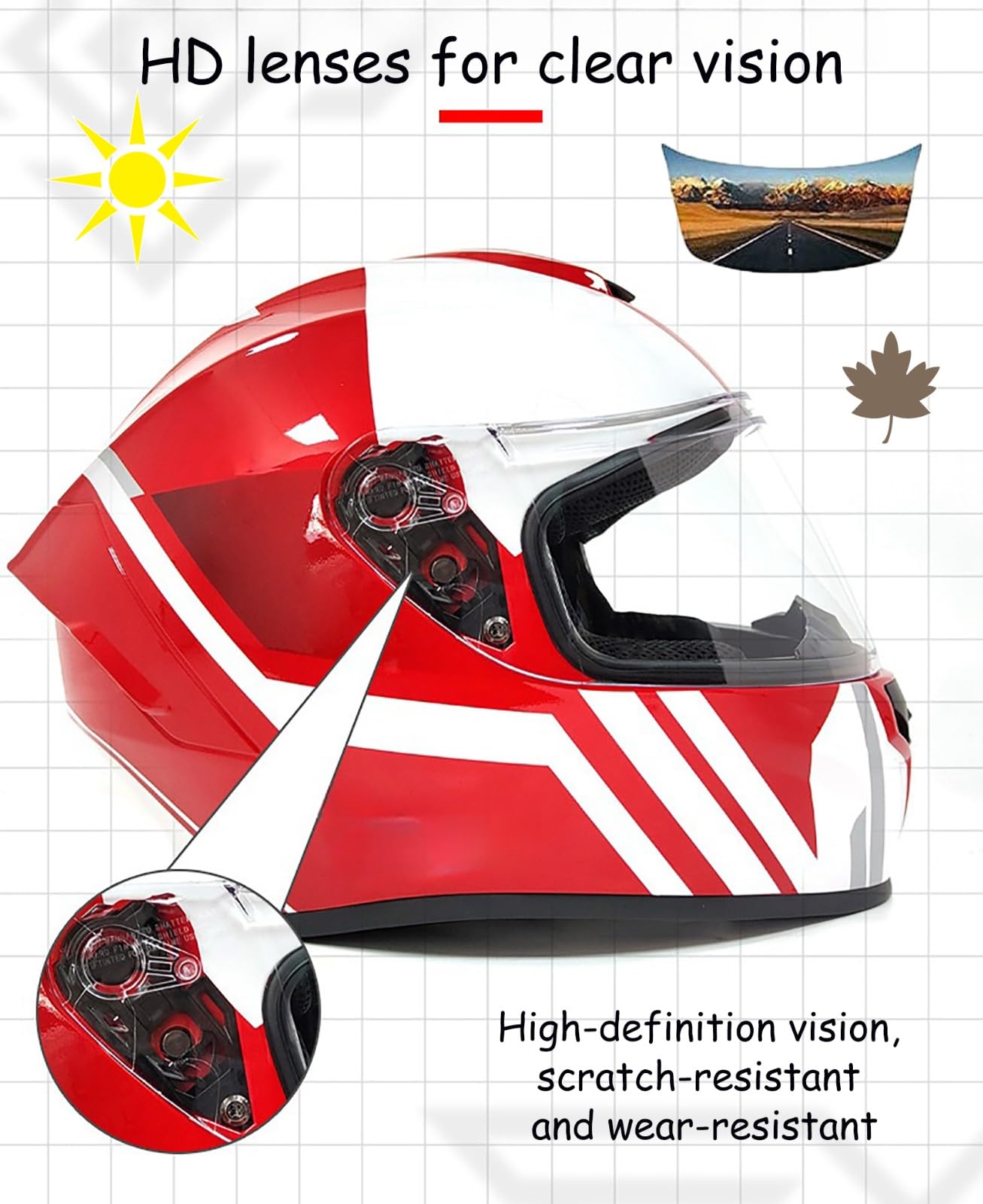 Kask motocyklowy integralny z wizjerem, lekki kask motocyklowy z wentylacją, dla dorosłych, do ruchu miejskiego