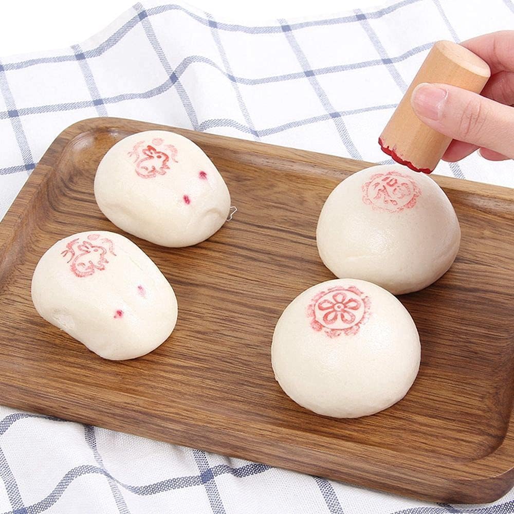 Wooden Cookie Molds Stamps Hand Pressure Cake Maker Mold Traditional Chinese Moon Cake Stamps Manual Round Wooden Dessert Seal Cookie Cutters Custard Cream Cookie Stamp，Baking Tools and Accessories