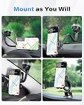 1Zero Solid Car Truck Phone Mount Holder with 14-Inch Gooseneck Long Arm, Windshield Window Mobile Holders w/Industrial-Strength Suction Cup, Anti-Shake Stabilizer Compatible for All CellPhones iPhone