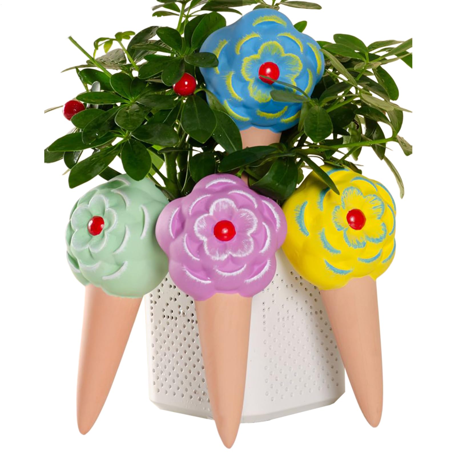 Piques d'arrosage en terre cuite pour plantes de balcon et terrasse x4