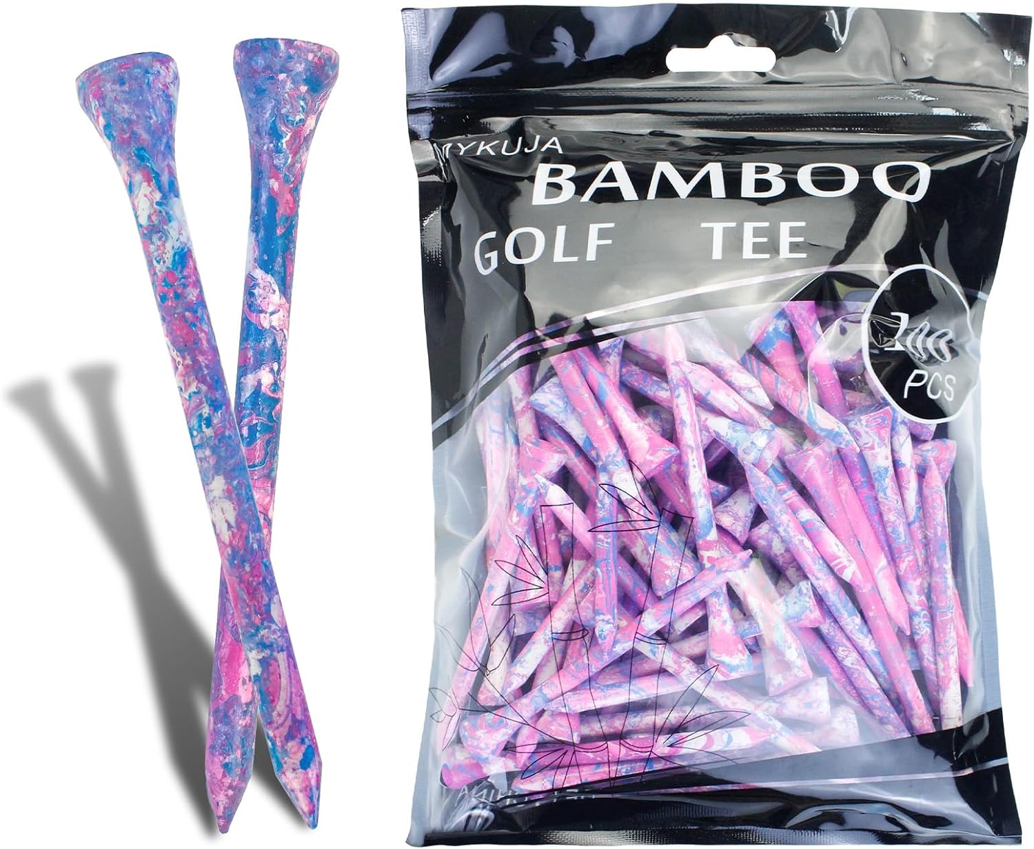 MYKUJA Wood Golf Tees 3-1/4, 2-3/4 inch Golf Tees 100 Pack, Highly Bright Colors Golf Accessories, Durable Long Golf Tee
