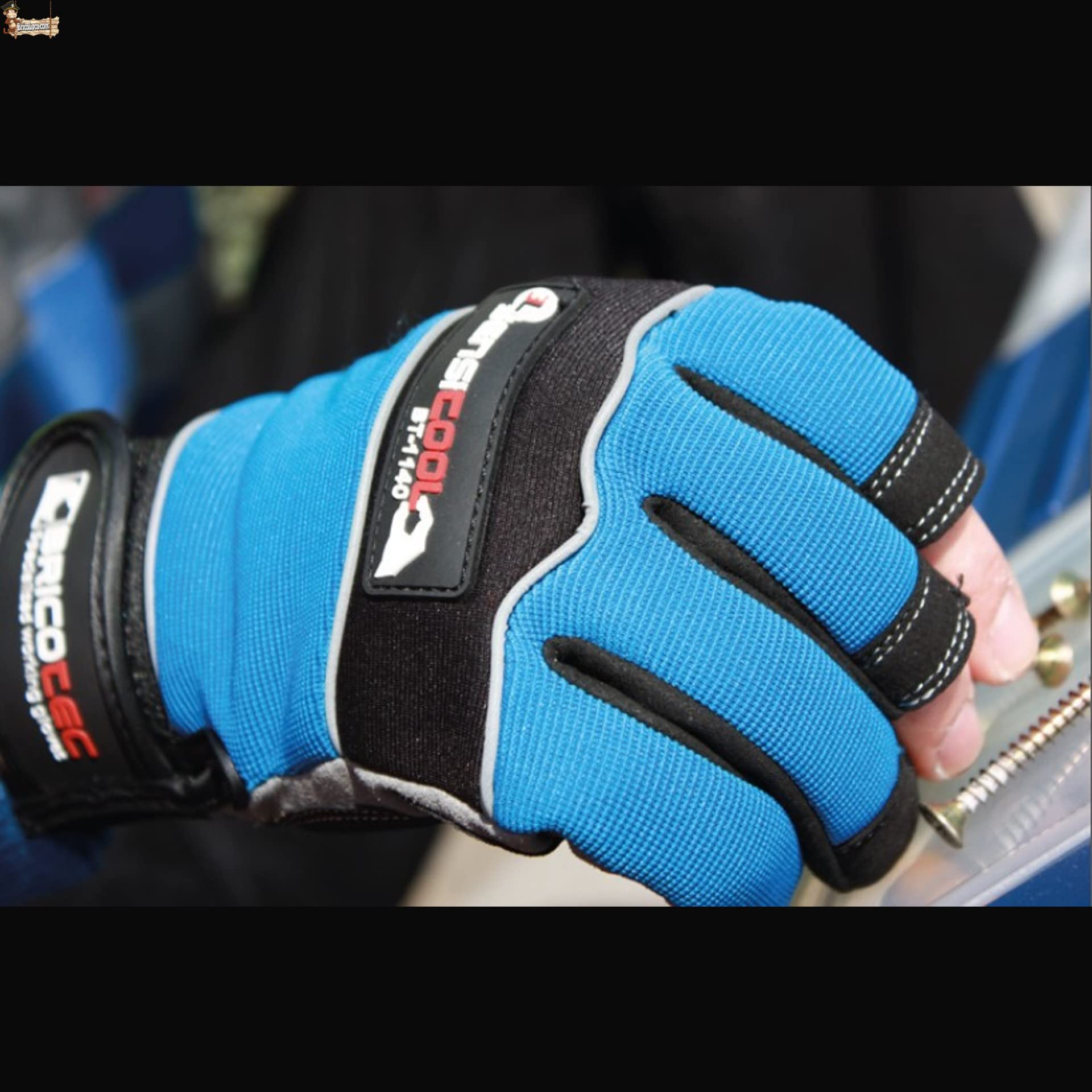 BricoLoco.com Guante trabajo sin dedos. 24 PARES. Alta destreza. Piel y tejido elástico expándex. Ajuste por velcro. Refuerzos texturizados en palma. Mayor protección y agarre. (24, Talla 10)