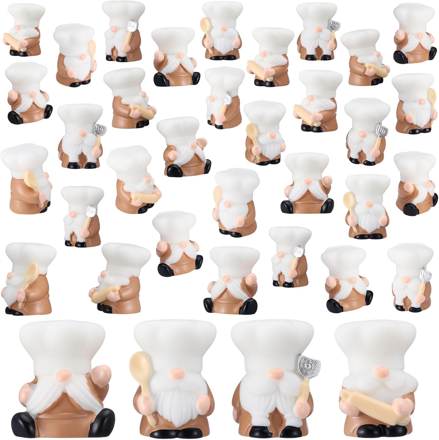 Vercraft 40 Pcs Mini Kitchen Chef Gnomes Resin Gnomes Figurines Table Decor