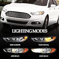 Vista 3 de FIONE para Ford Fusion Conjunto de Faros 2013 2014 2015 2016 Faros de Halógeno Proyector de Repuesto Carcasa Negra Lente Transparente Luz Frontal