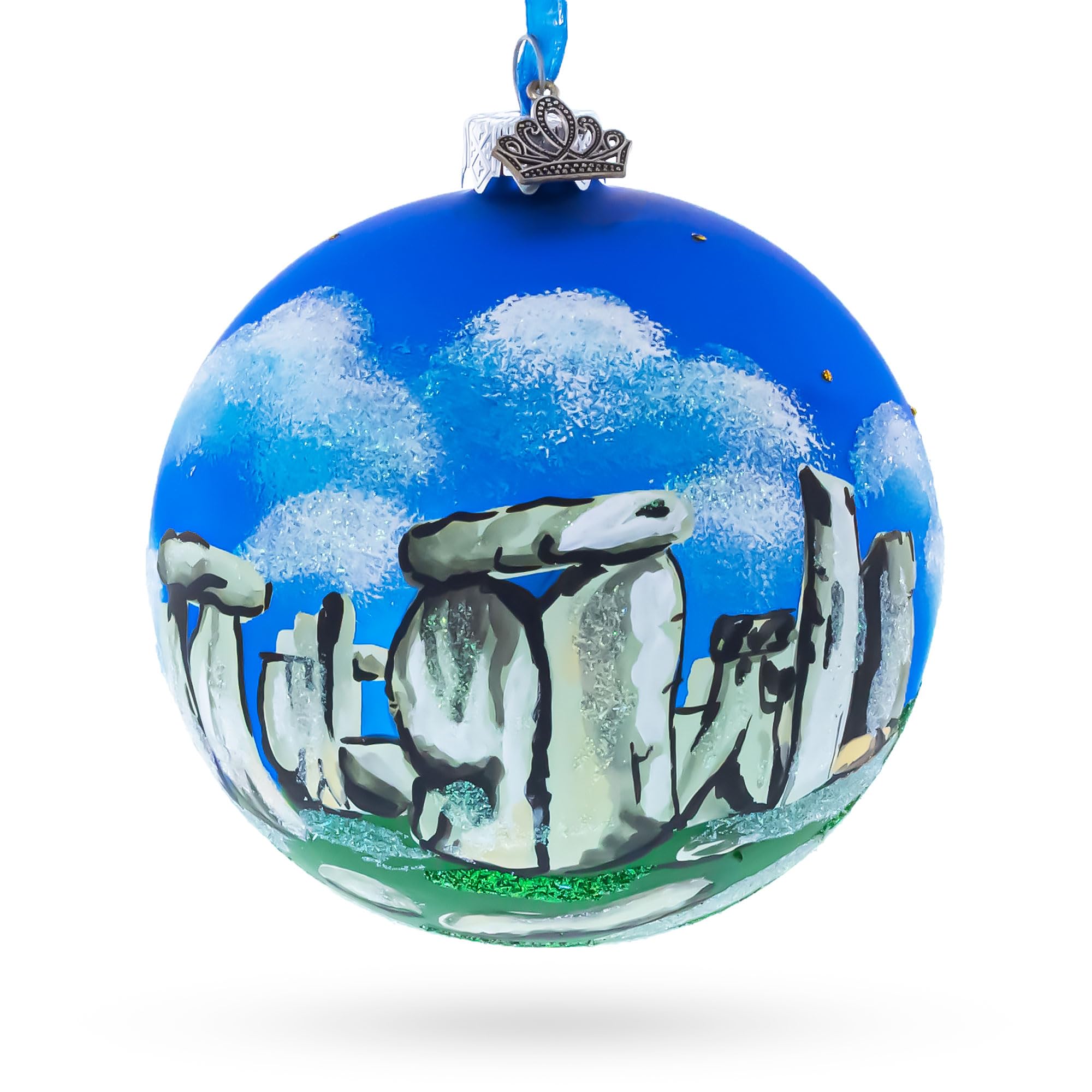 Bestpysanky Stonehenge, Inghilterra, Gran Bretagna palla di vetro ornamento di Natale 4 pollici