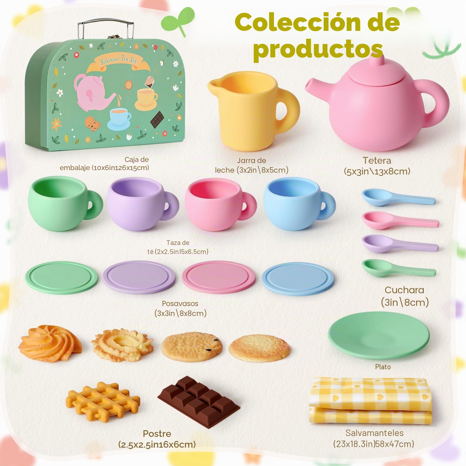 G.C Juego de Té Juguetes Infantil Niña 3 4 5 6 Años, Accesorios Cocina Juguetes con Postre Galletas Tetera Maleta Portátil, tee Party Juego de rol Regalo para Niños Niñas 3 4 5 6 Años
