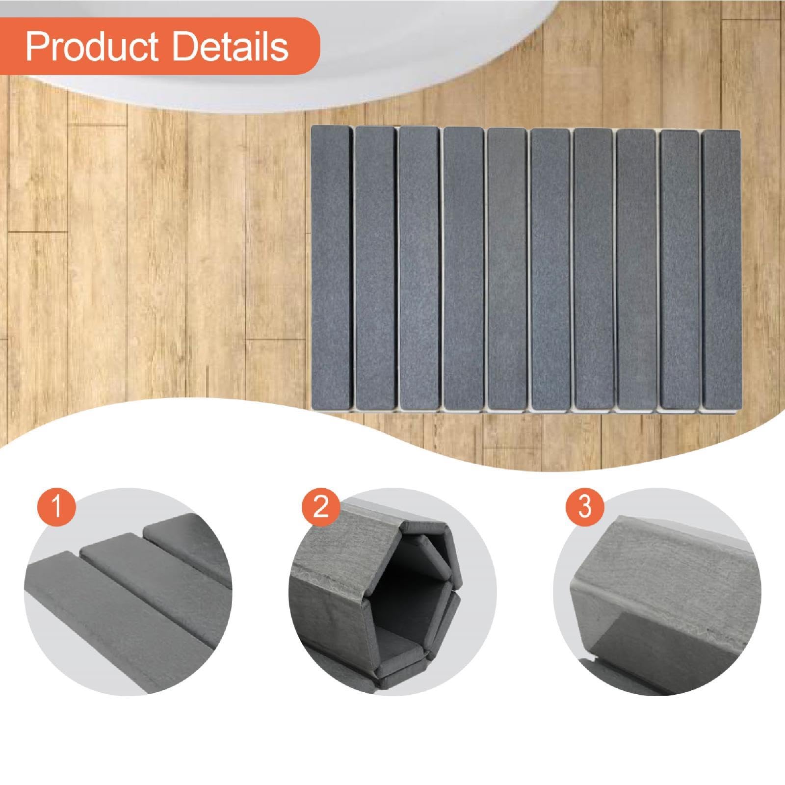 rockible Tapis de Séchage Égouttoir à Vaisselle Pliable Tapis D'Évier sous-plat de Cuisine à Séchage Rapide avec Finition Lisse Adapté pour Organiser La, Gris Foncé