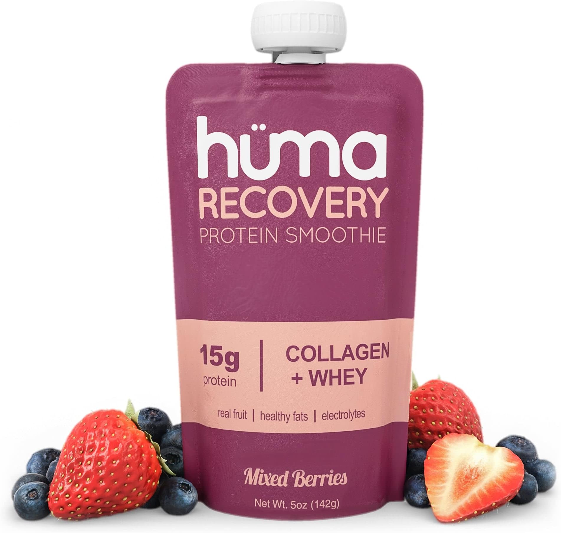 Huma Gel Post Workout Recovery Smoothie, 12 Pouches, Variety - 14g Complete Protein in Ready to Drink Shake