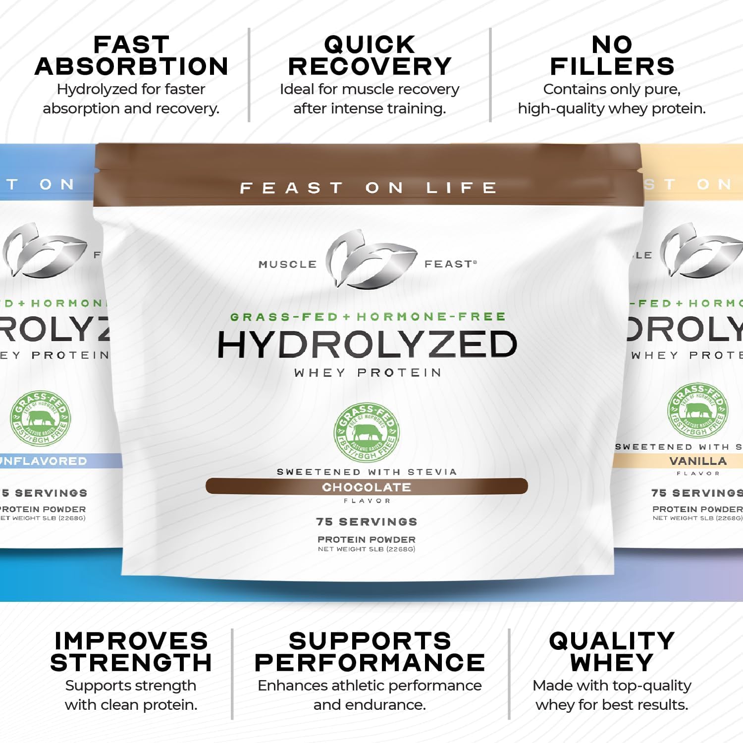 Muscle Feast Grass Fed Hydrolyzed Whey Protein Powder, Vanilla (5lb) — Amazon image 4