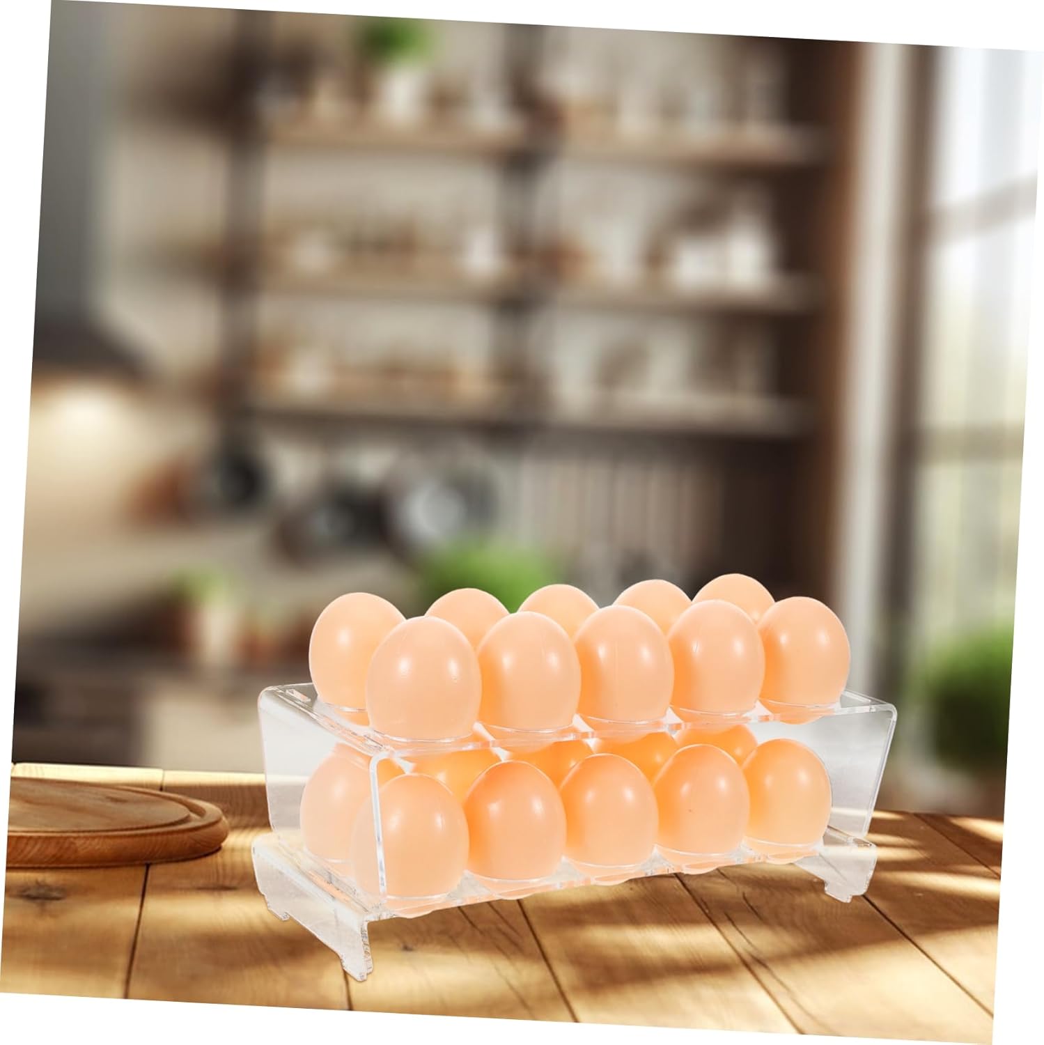 POPETPOP Egg Holder Refrigerator Tray Acrylic Egg Storage Container Fridge Kitchen Organizer