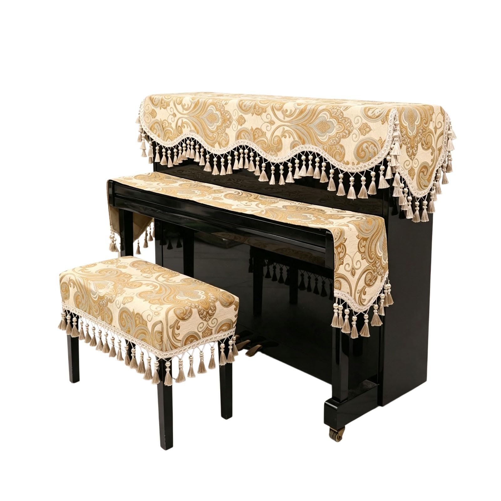 Zestaw osłon przeciwpyłowych do pianina pianina — odporna na zużycie, odporna na zarysowania powłoka lakieru, pasuje do standardowych pianin(Single Bench Cover)