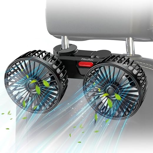 EliteAuto USB high speed Headrest moveable head Car Cooling Headrest Fan 12V usb 360 Degree, 3 Speed Car Interior Fan