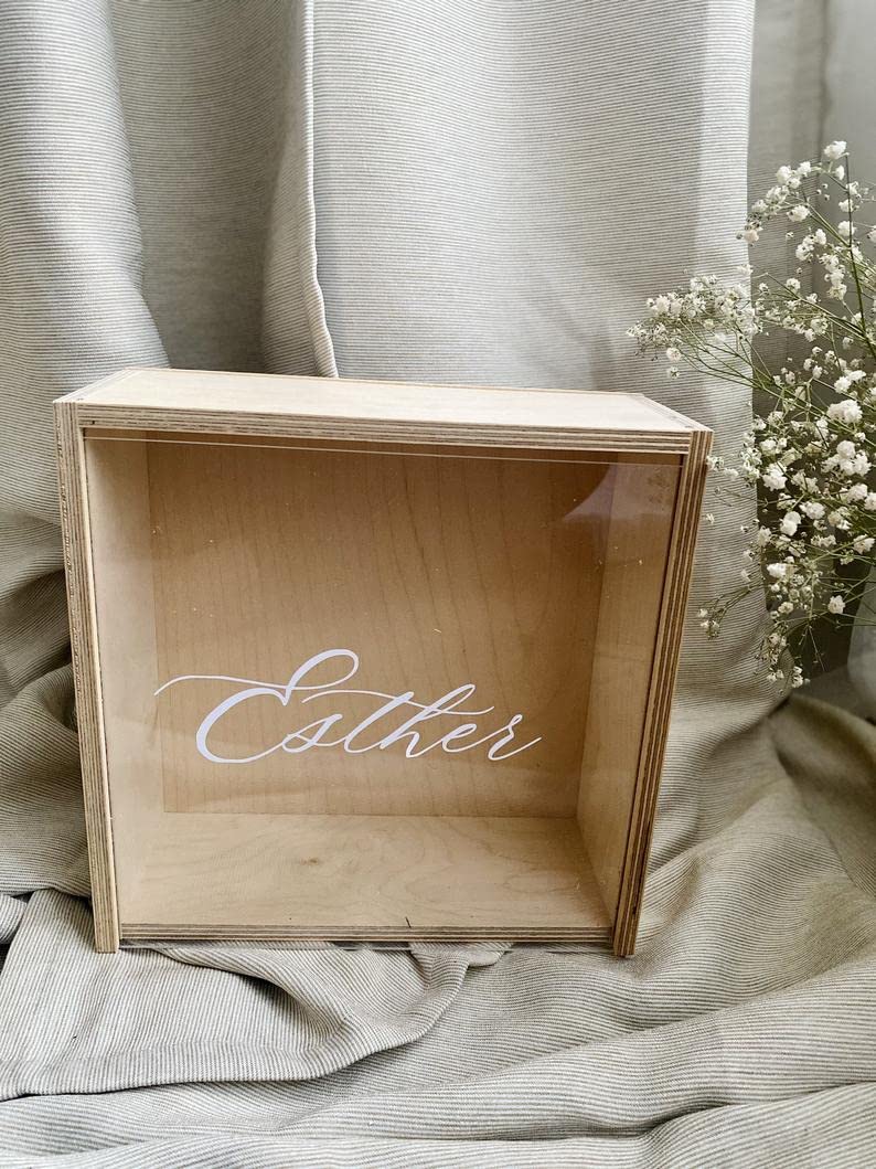 Wooden gift box with acrylic lids, bridesmaid gift, personalised gift box, keepsake box, wedding box, wedding favours, guests we