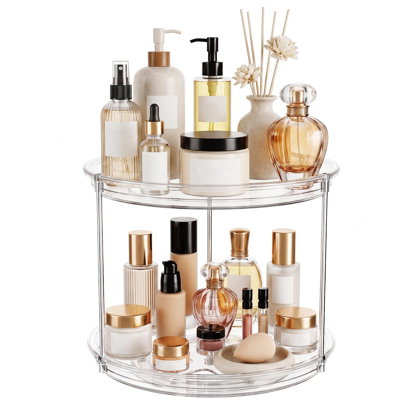 Photo 1 of LazySpin 360° Rotating Makeup Organizer - Clear Acrylic