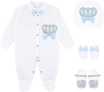 مجموعة هدايا Baby Boy Jewels Crown Layette 4 قطع 0-3 أشهر