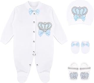 Lilax Baby Boy Jewels Crown Layette 4 Piece Gift Set 3-6 Months Blue Price In India