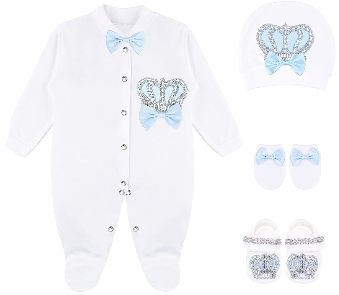 Amazon.com: Lilax Baby Boy Jewels Crown Layette 4 Piece Gift