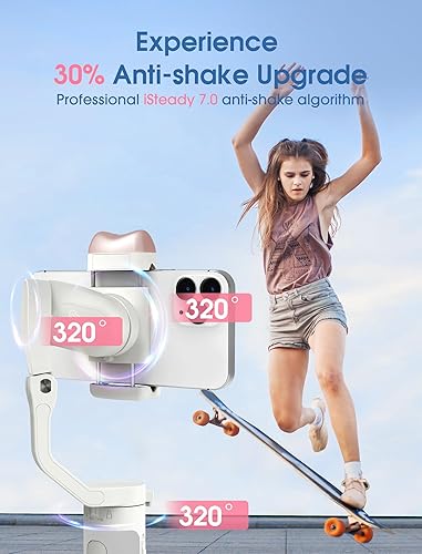Miniatura 5 de hohem iSteady V2S - Estabilizador de cardán para teléfono inteligente, cardán de 3 ejes para iPhone, seguimiento de IA, estabilizador de teléfono
