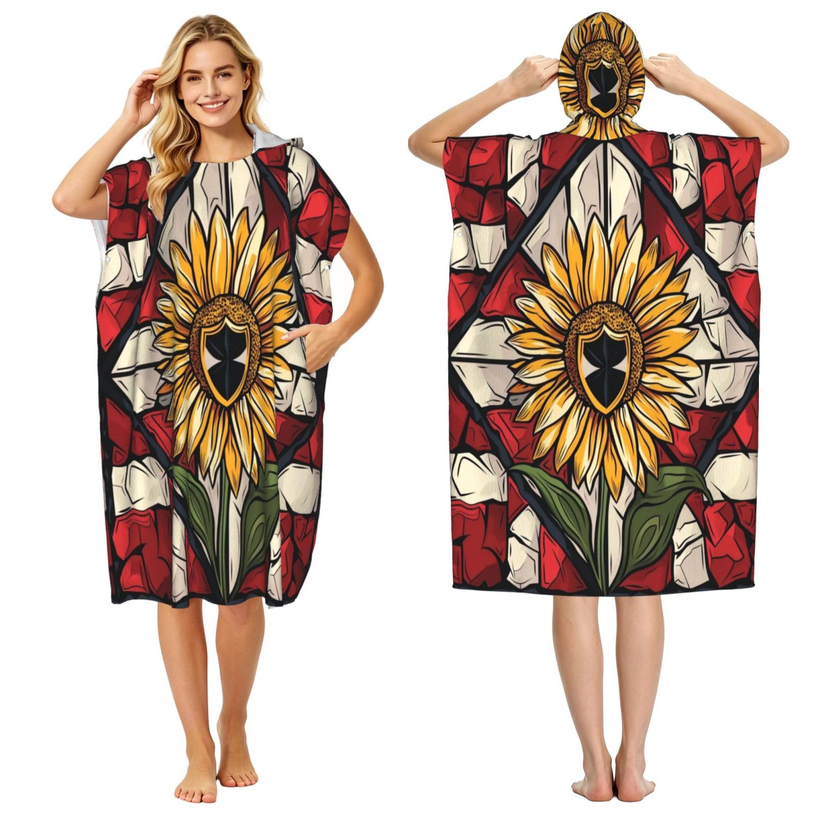 KLGRTJHK Maryland State Flag Adult Hooded Beach Poncho Towel 43"X35"