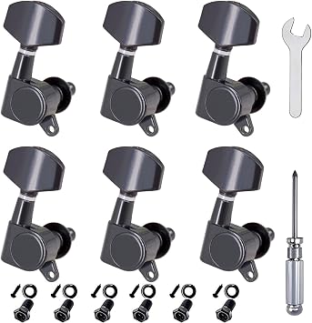 Closed Gear Guitar Tuning Pegs, 151 High Precision Sealed Tuners Machine Heads, 6R Right Side Smooth Tuning Keys, Electric Guitar Replacement Hardware Parts 6R-Black