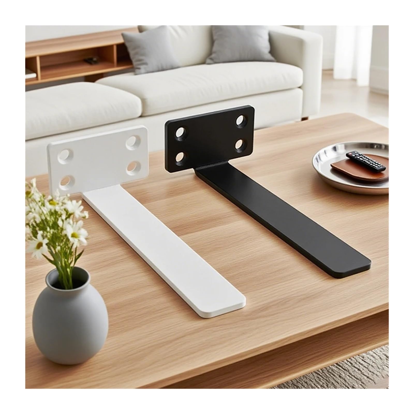 Shelf Bracket 1 Set Heavy Duty Cast Iron Shelves Brackets Floating Shelf 4MM Thicked Invisible L for Support(10in Black)