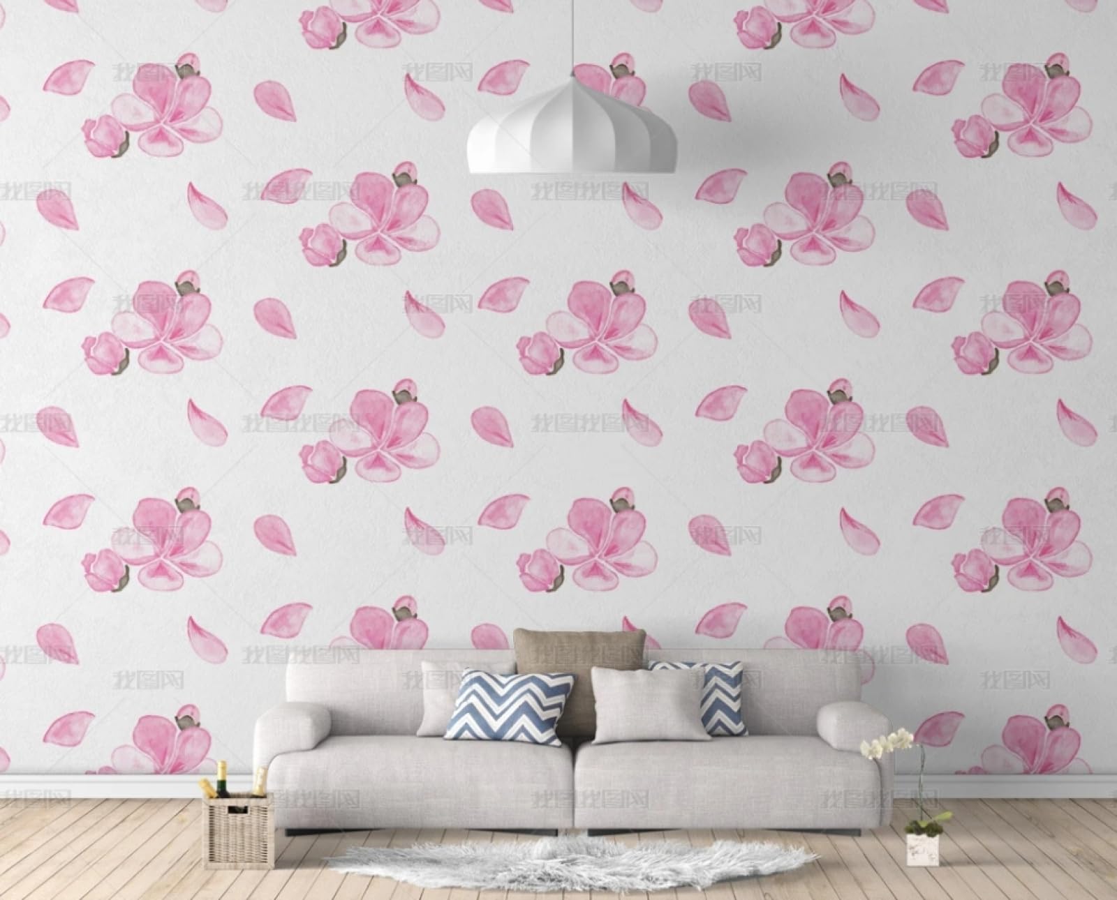 Papier peint autocollant pétale rose 45x600cm pour meuble et salon