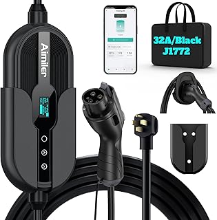 AIMILER Level 2 Electric Vehicle (EV) Charger(WIFI APP/Plug-play), 32A, 25ft Cable ETL Certified, 220V-240V NEMA 14-50P Pl...