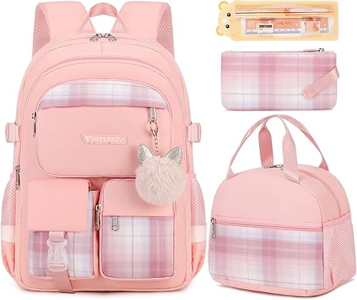 Mochila Escolar de 3 Piezas Para Estudiantes Mujeres Universidad Secundaria Preparatoria Adolescentes Niñas Bolsa de Libros Impermeable Bolsa para