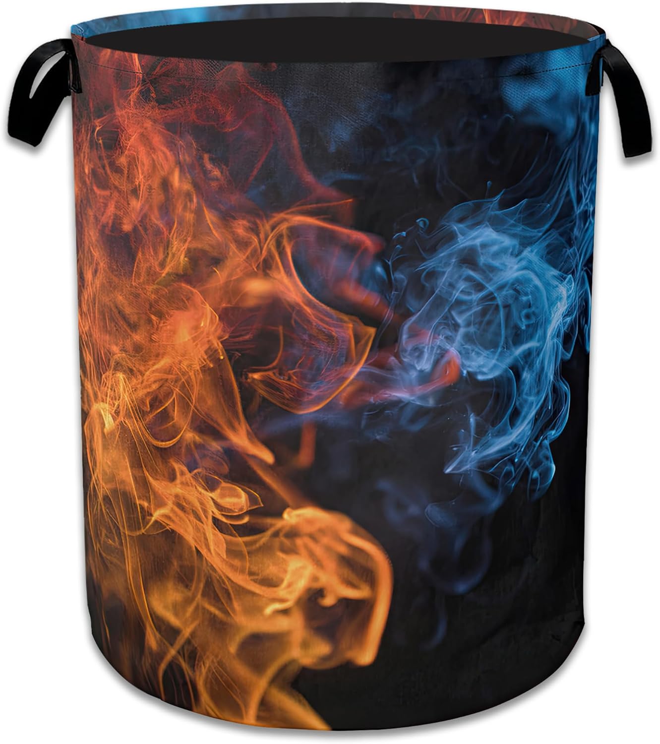 Red Blue Fire Laundry Basket Collapsible Laundry Hamper, Oxford Cloth Storage Bin for Room/Bathroom/Bedroom/Dormitories 16" X 20.8"