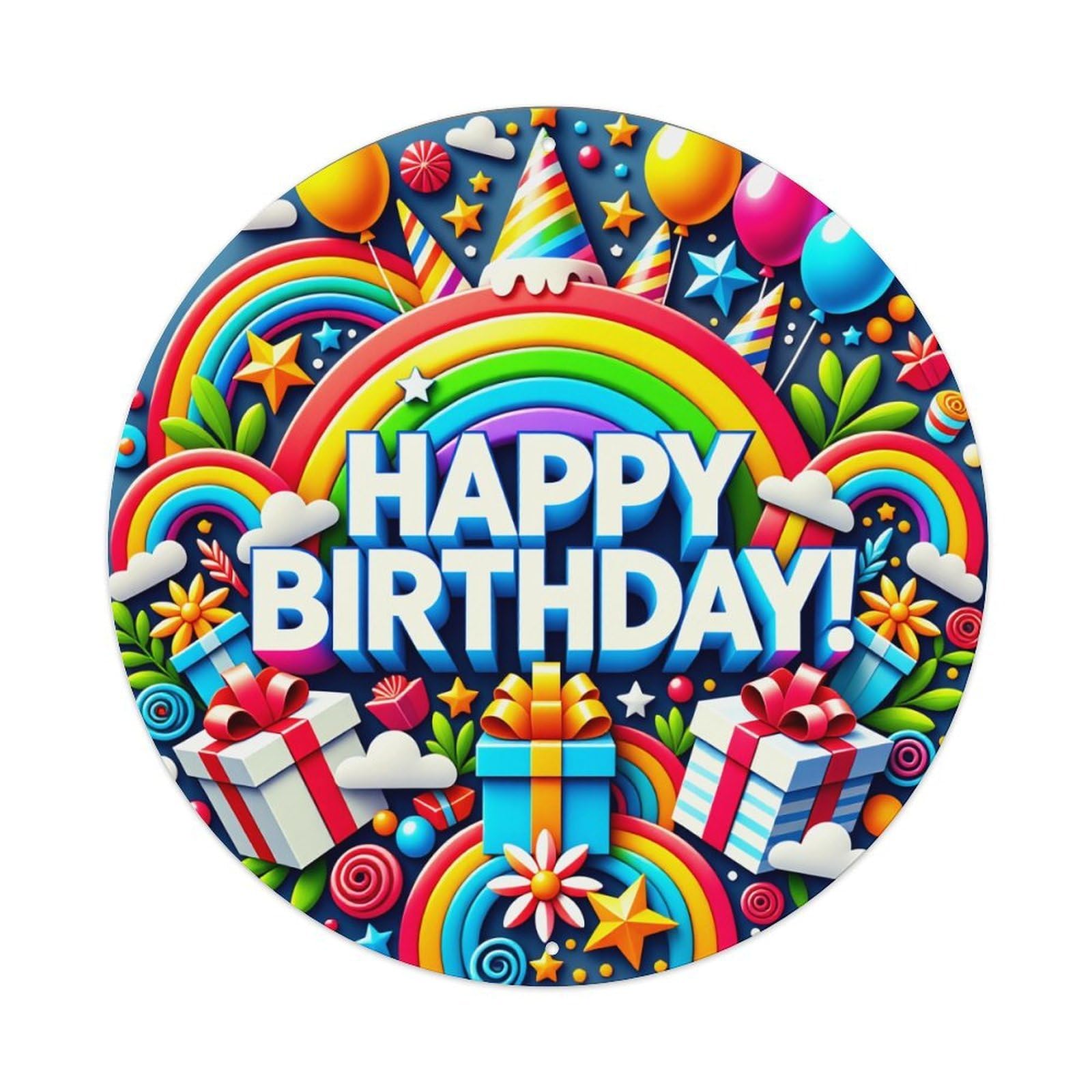 Happy Birthday Rainbow Gifts Stars Metal Tin Sign Vintage Garden Bedroom Cafe Bar Man Cave Home Wall Decor Metal Poster 8x8 inches