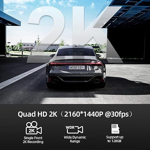 Miniatura 4 de Dash Cam frontal 2K con tarjeta SD de 64 GB 1440P Quad HD Cámara de tablero para autos Pantalla IPS de 3 pulgadas, grabadora de conducción con