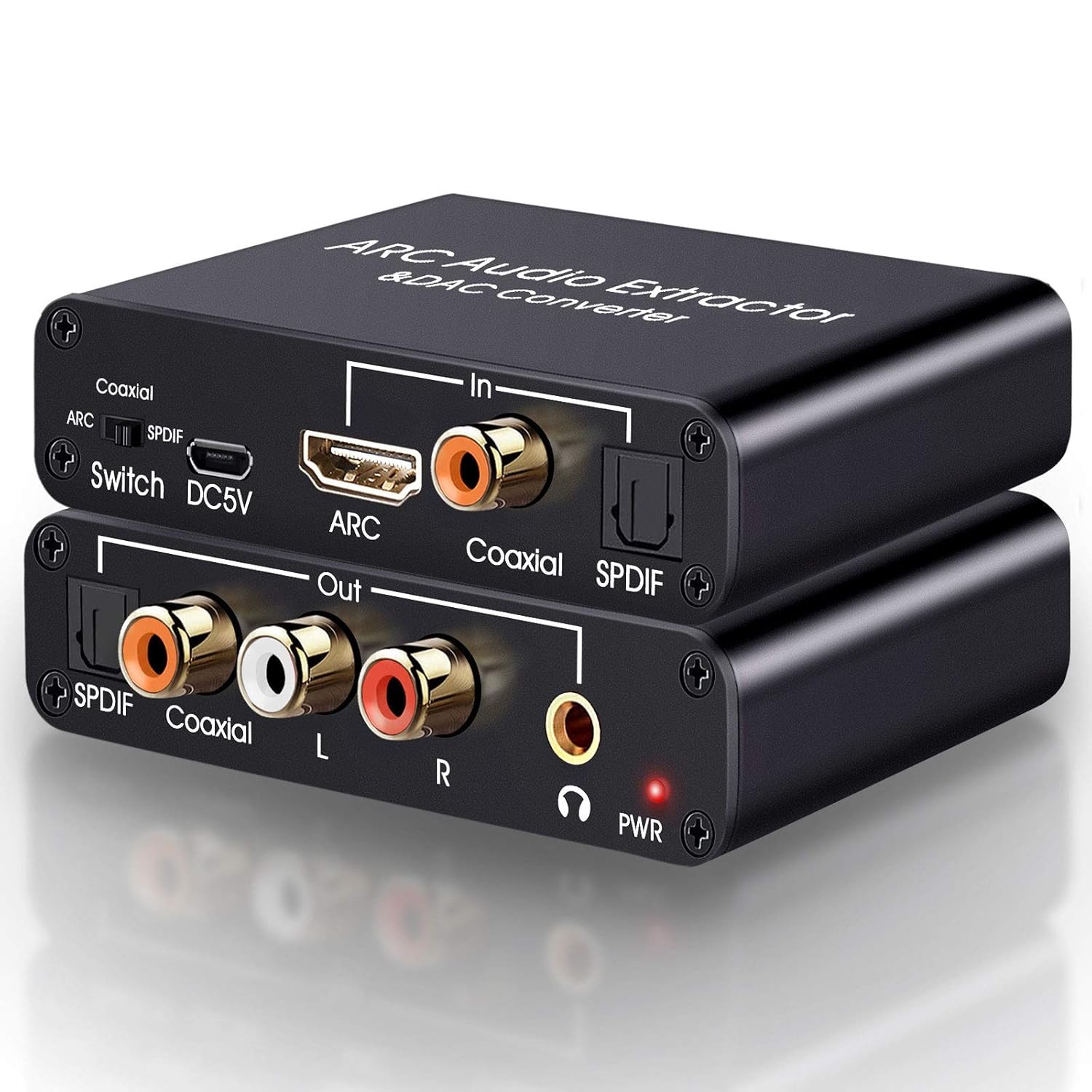 MICROWARE HDMI ARC Audio Extractor 192KHz DAC Converter ARC Audio Extractor Support Digital HDMI Audio to Analog Stereo Audio RCA L/R Coaxial SPDIF and 3.5mm Jack ARC Audio Adapter for TV-image-21