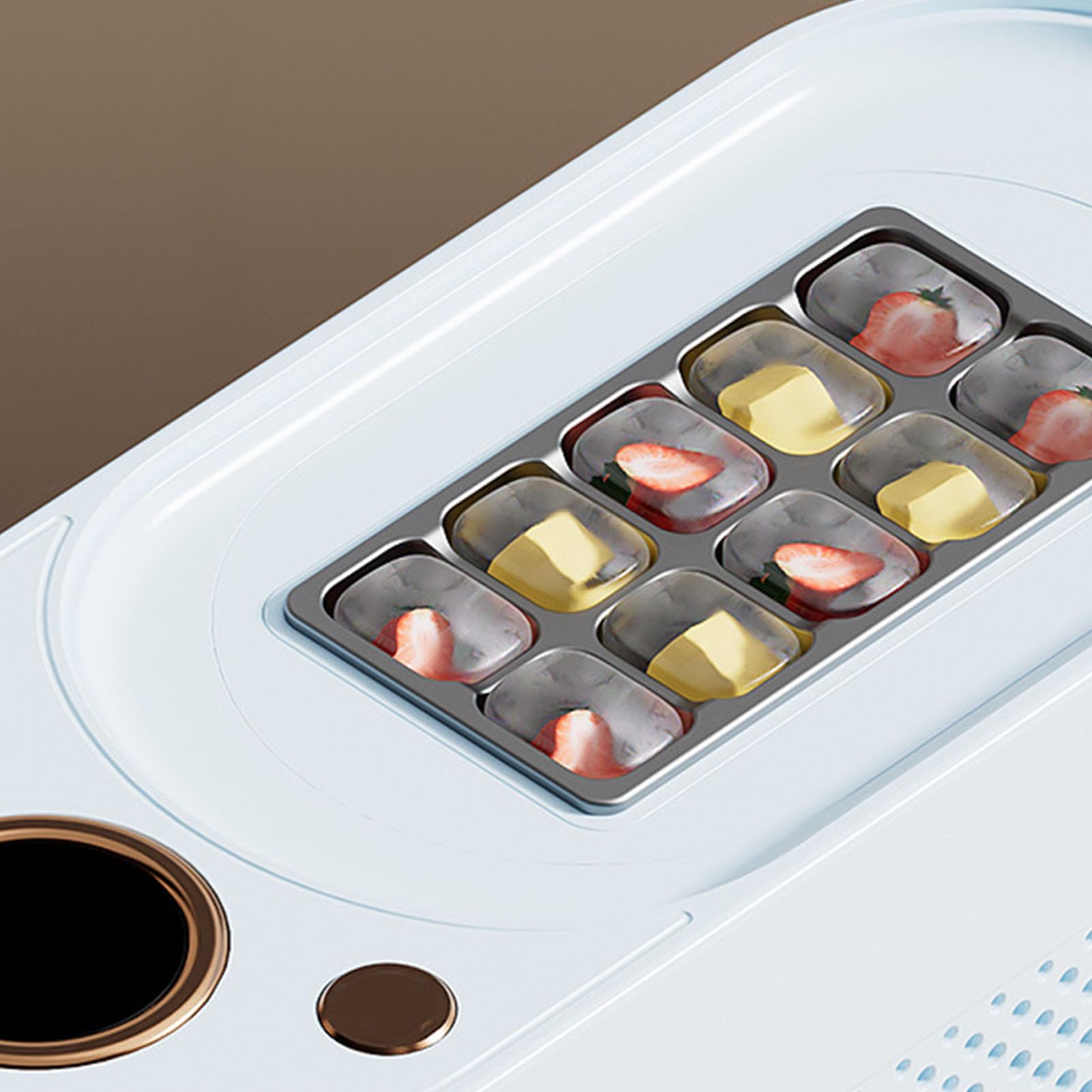 AUNMAS Macchina per il Ghiaccio da Banco, Macchina per il Ghiaccio Portatile da 120 W Che Produce 10 Cubetti in 15-20 Minuti per Cocktail di Whisky nel Congelatore per Casa, (Spina europea)