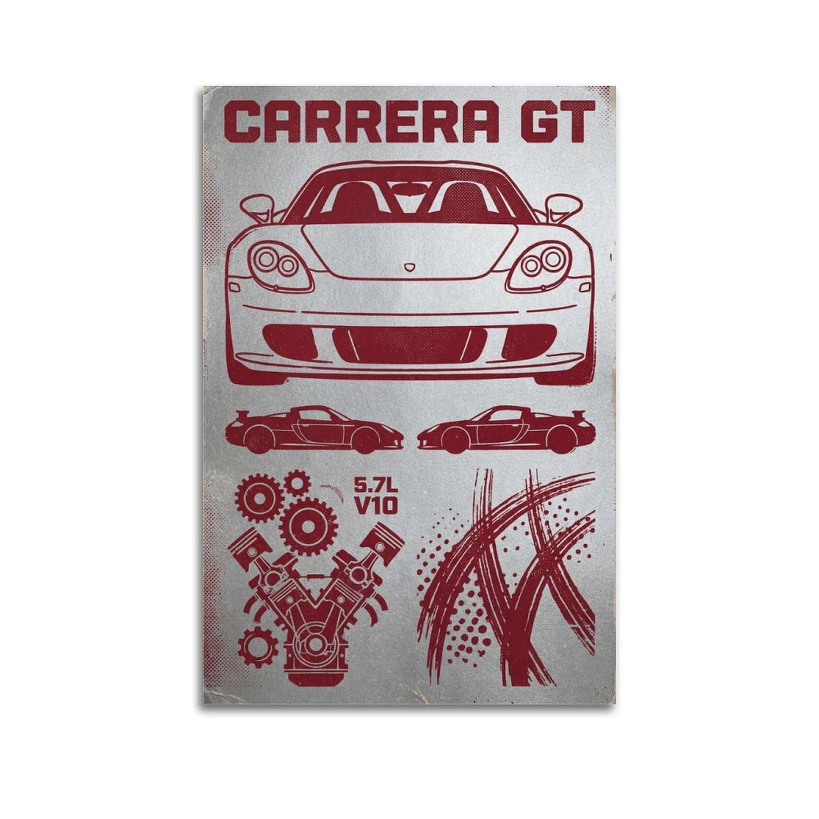 Xkuga Boys Unframe-Style Classic Supercar Poster Carrera Gt V10 Roadster Racing Modern Decorative Canvas Prints - Ideal Wall Art For Family, Man Cave, Game Room, & Girls Bedroom 16X24inch(40X60cm)