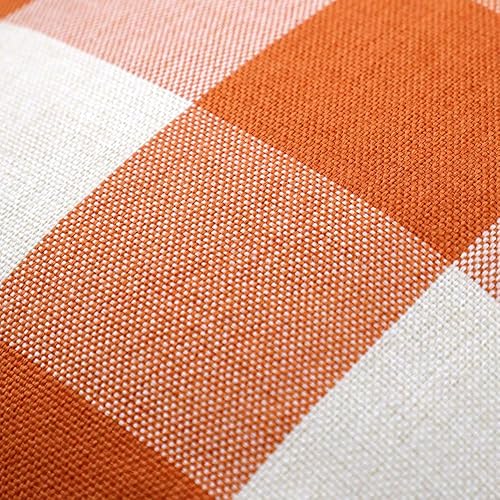 Miniatura 2 de 4TH Emotion Juego de 2 fundas de cojín o almohada de lino de poliéster con estampado a cuadros estilo alquería para decoración del hogar en otoño,