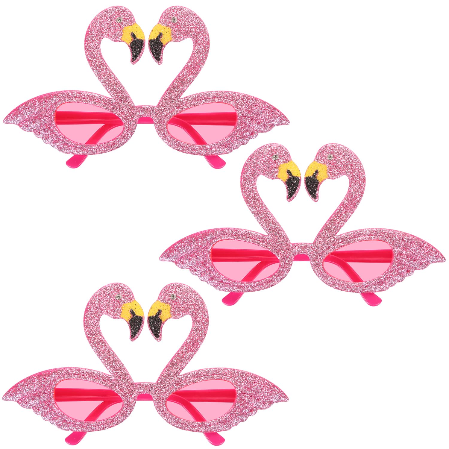 UHOMENY 3pcs Pink Glitter Flamingo Glasses Rhinestone Eyes Flamingo Party Sunglasses Animal Eyewear Decoration for Summer Themed Props Carnival Festival Costume Party