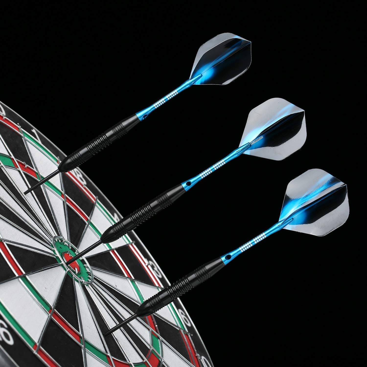 Image secondaire de Hopewey Jeu de flèches de fléchettes en Acier, 3 pièces, Steeldarts de 23 grammes avec Pointe en métal, Corps en Fer antiglisse