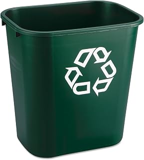 Rubbermaid Commercial RCP 2956-06 Deskside 7 Gal Paper Recycling Bin, Green - Space-Saving Office Recycler