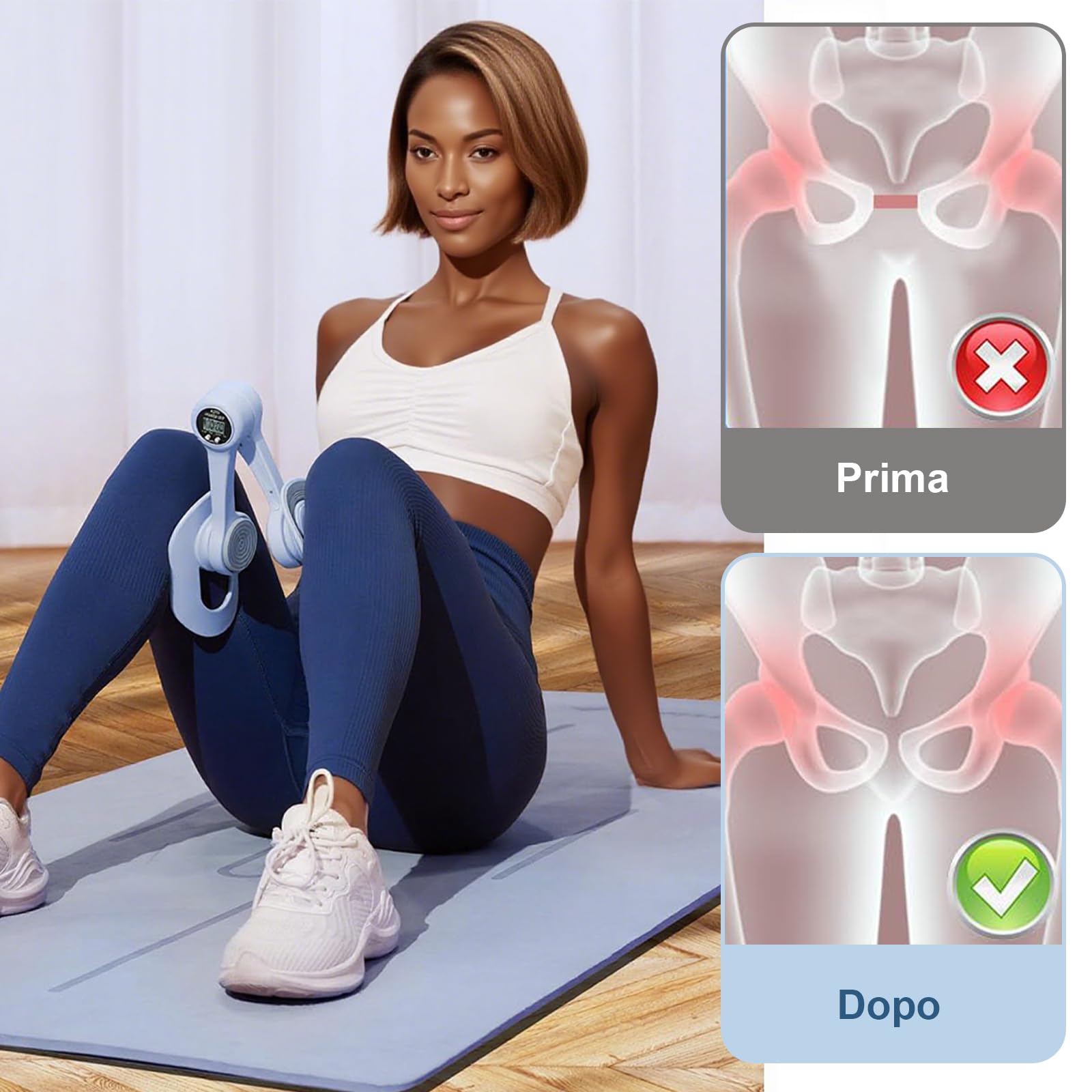 Allenatore Pavimento Pelvico con Contatore - Attrezzo per Glutei e Interno Coscia 360°, Riabilitazione Perineale e Muscoli Cosce Donna