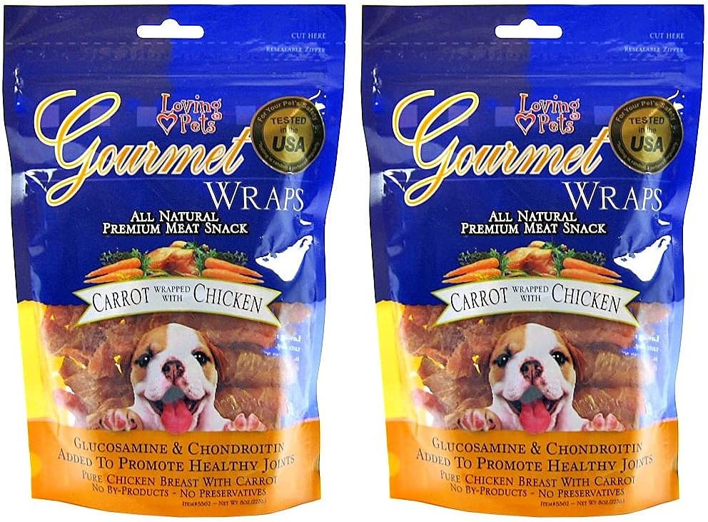 Loving Pets (2 Pack) All Natural Premium Carrot and Chicken Wraps with Glucosamine and Chondroitin Dog Treats, 6-Ounce