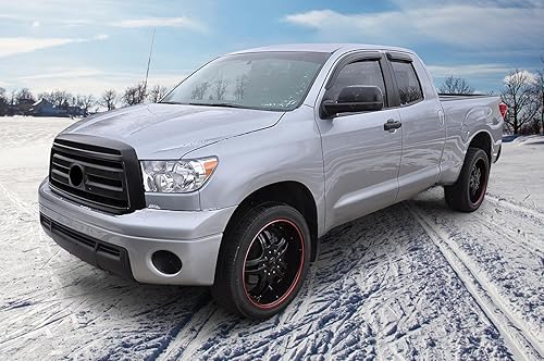 Miniatura 5 de IKON MOTORSPORTS - Visera de ventana compatible con Toyota Tundra de doble cabina 2007-2021, estilo delgado, acrílico, tintado, humo, lluvia,