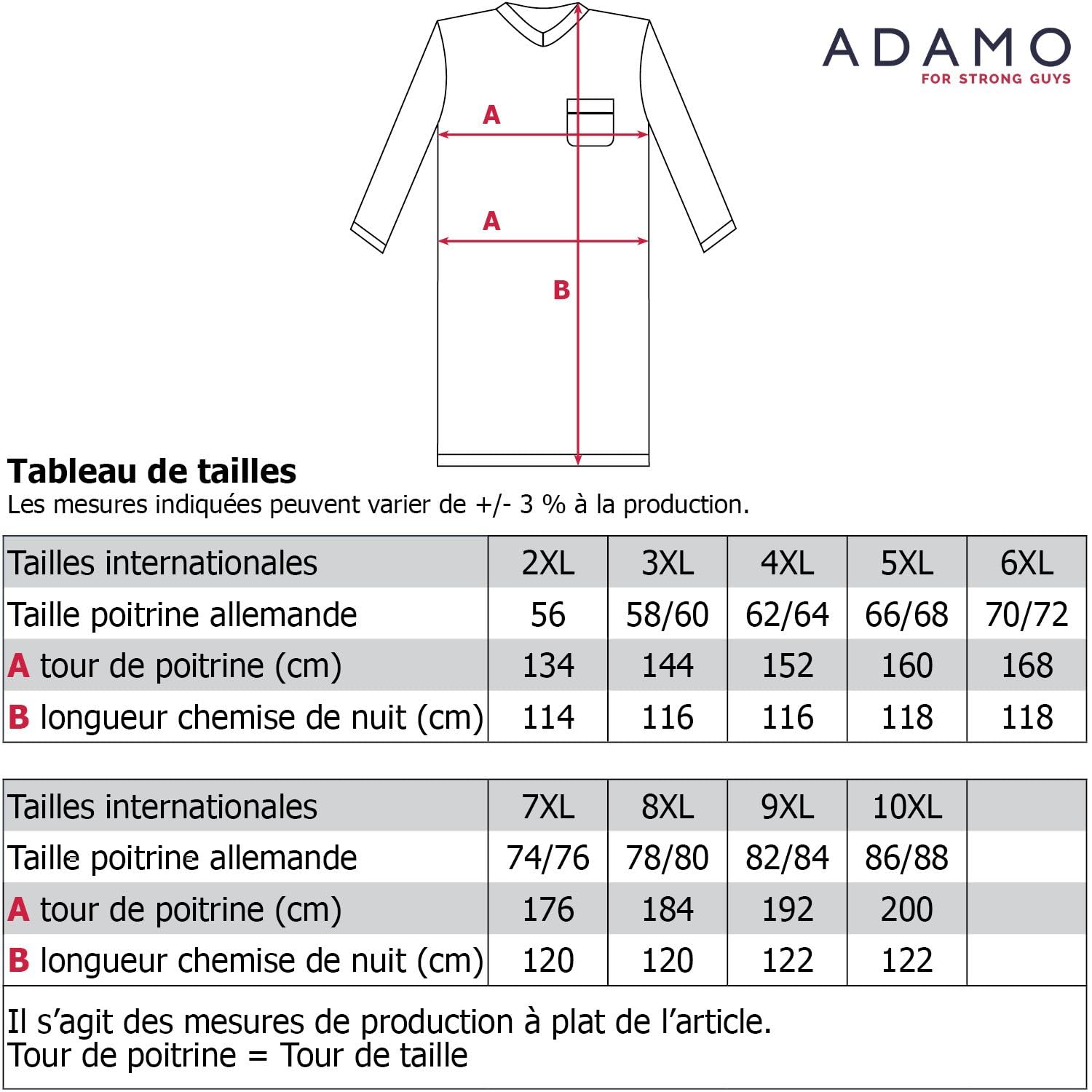 ADAMO Dunkelblaues Übergrößen Nachthemd, XXL bis 10XL