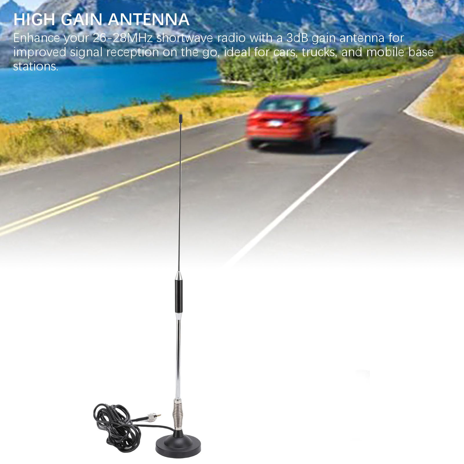 Kit antenna CB Torvex, antenna radio 26-28 MHz 26,37 pollici con supporto magnetico e molla, sostituzione stazione base mobile per camion per auto (Cavo da 3 metri/9,84 piedi)